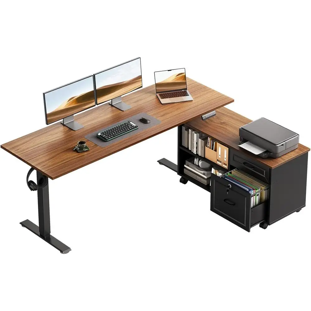 Home Office L Shaped Desk - Bureau électrique en forme de L