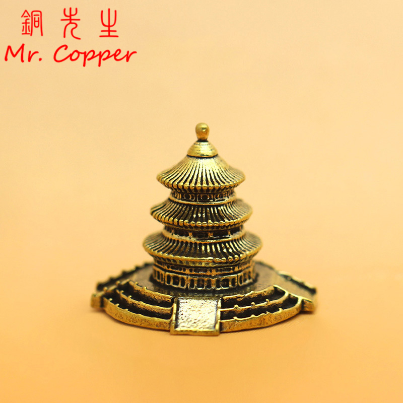 Home Office Architecture - Figurine d'architecture de Temple en laiton,