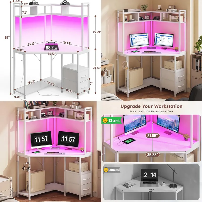 Home Office L Shaped Desk - Bureau d'angle en forme de L