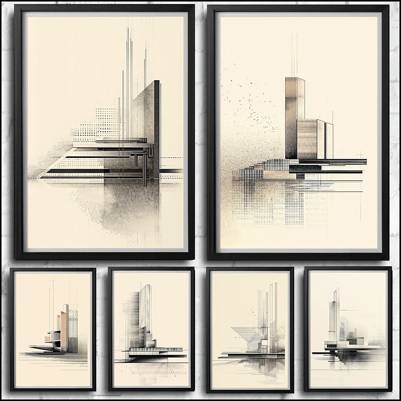 Home Office Architecture - Affiche d'impression sur toile de dessin