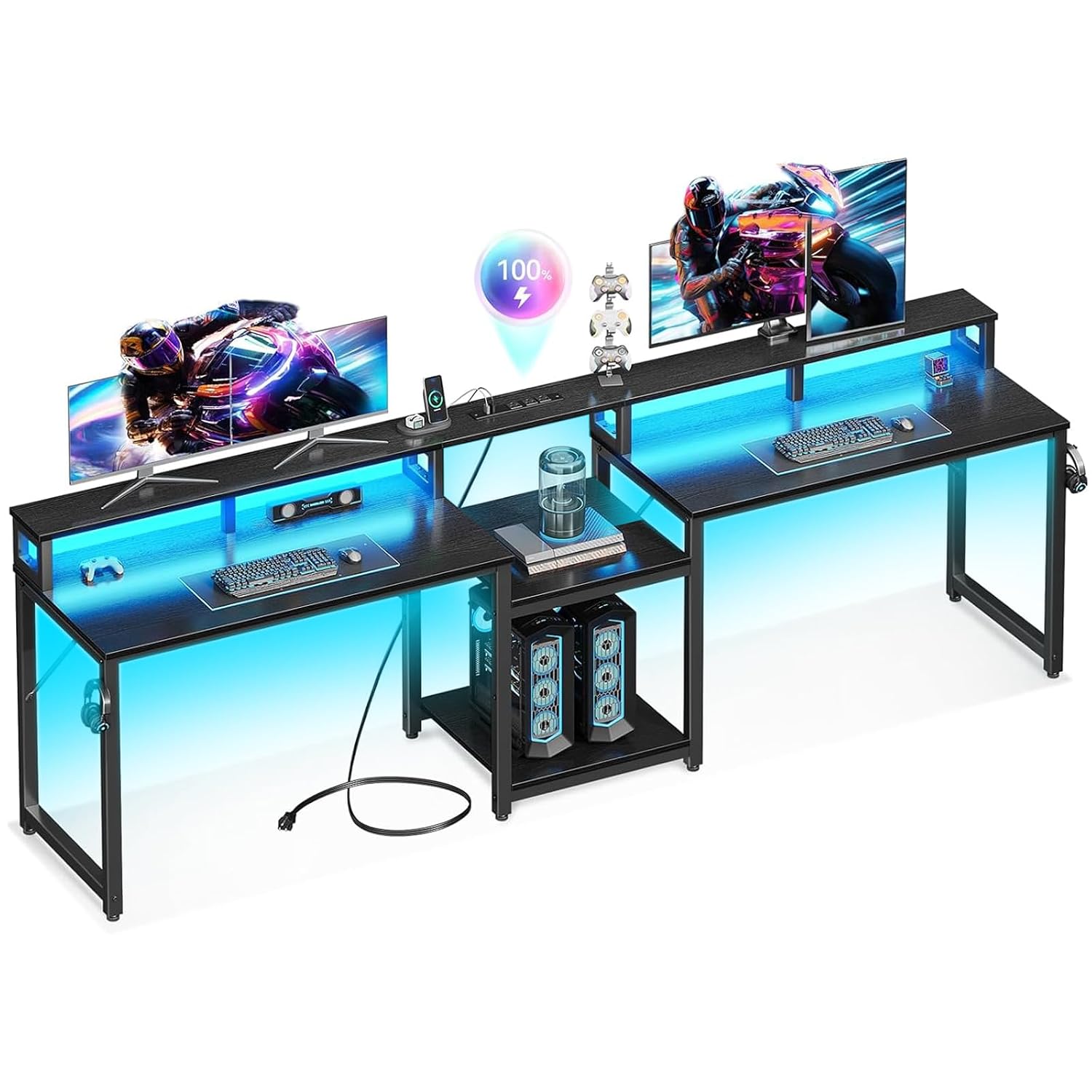 Home Office L Shaped Desk - Bureau de jeu pour 2 personnes
