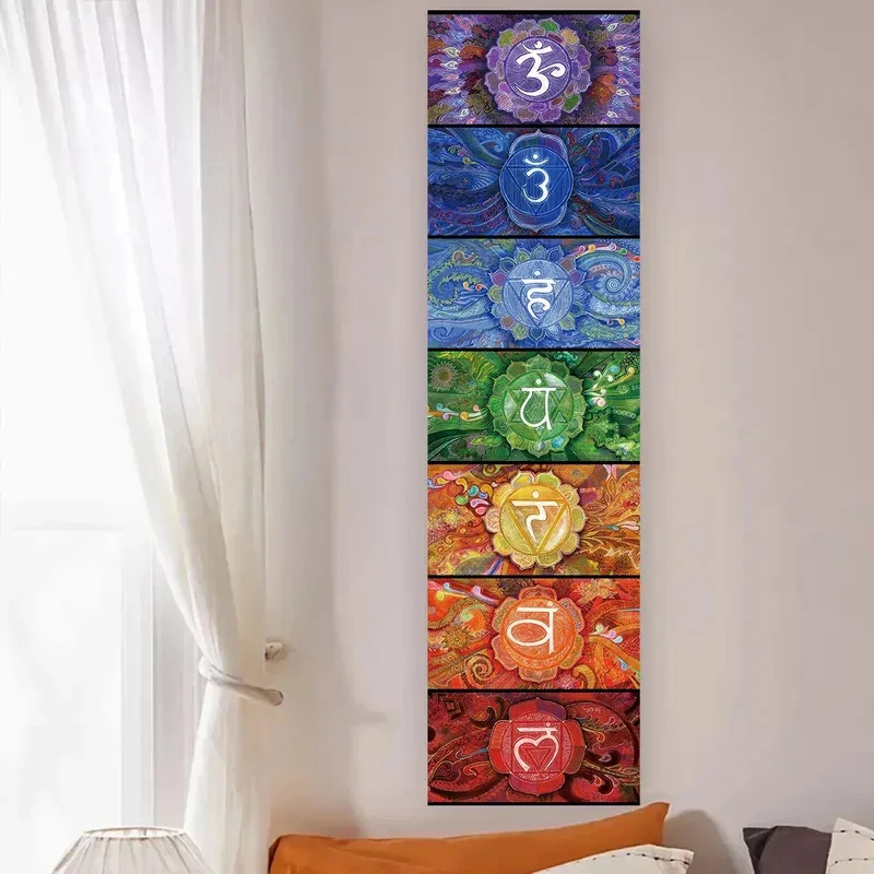 Home Office Yoga Room - VIKAMA Tapisserie murale verticale avec symboles
