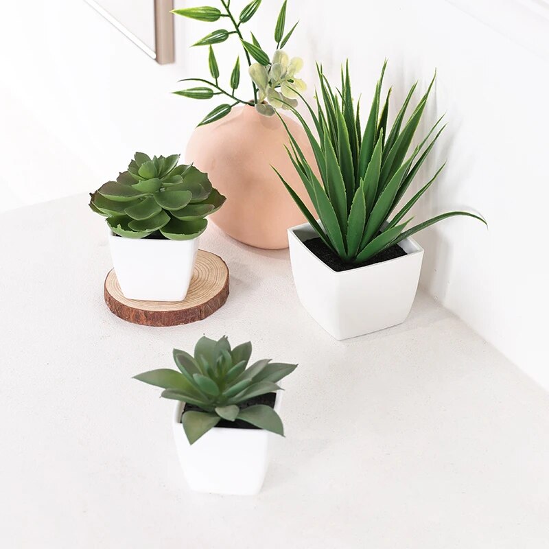 Home Office Layout - Bonsaï de plantes artificielles pour la