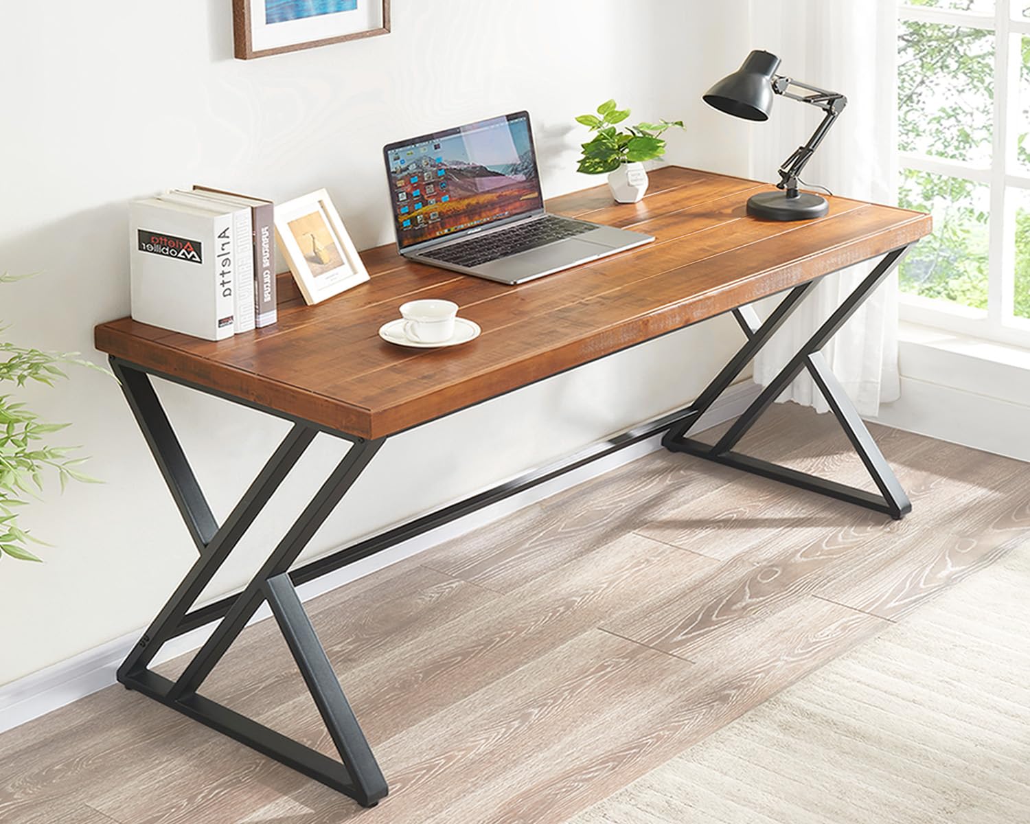 Home Office Work Table - Bureau d'ordinateur en bois massif de