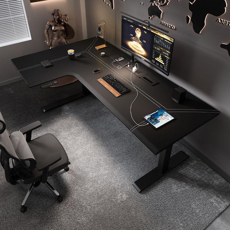Home Office L Shaped Desk - Bureau d'angle électrique relevable en forme