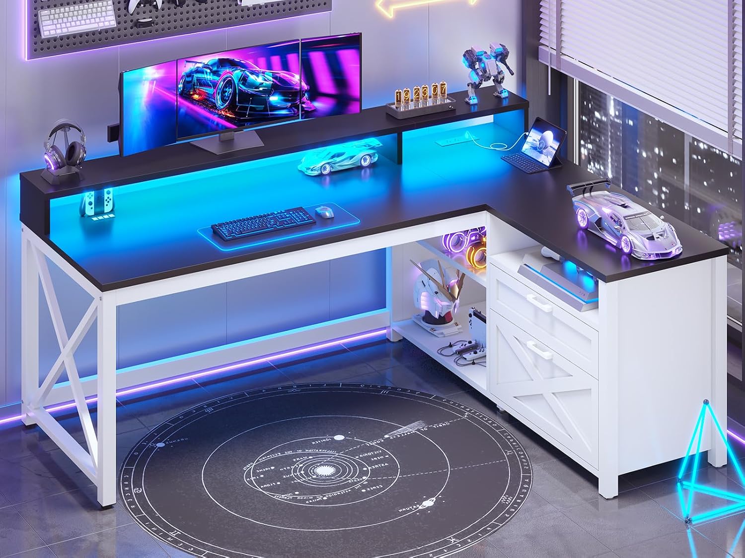 Bureau d'angle en L avec tiroi - Home Office L Shaped Desk avis et prix