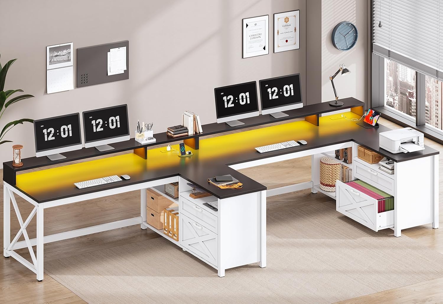Bureau d'angle en L avec tiroi - Home Office L Shaped Desk avis et prix