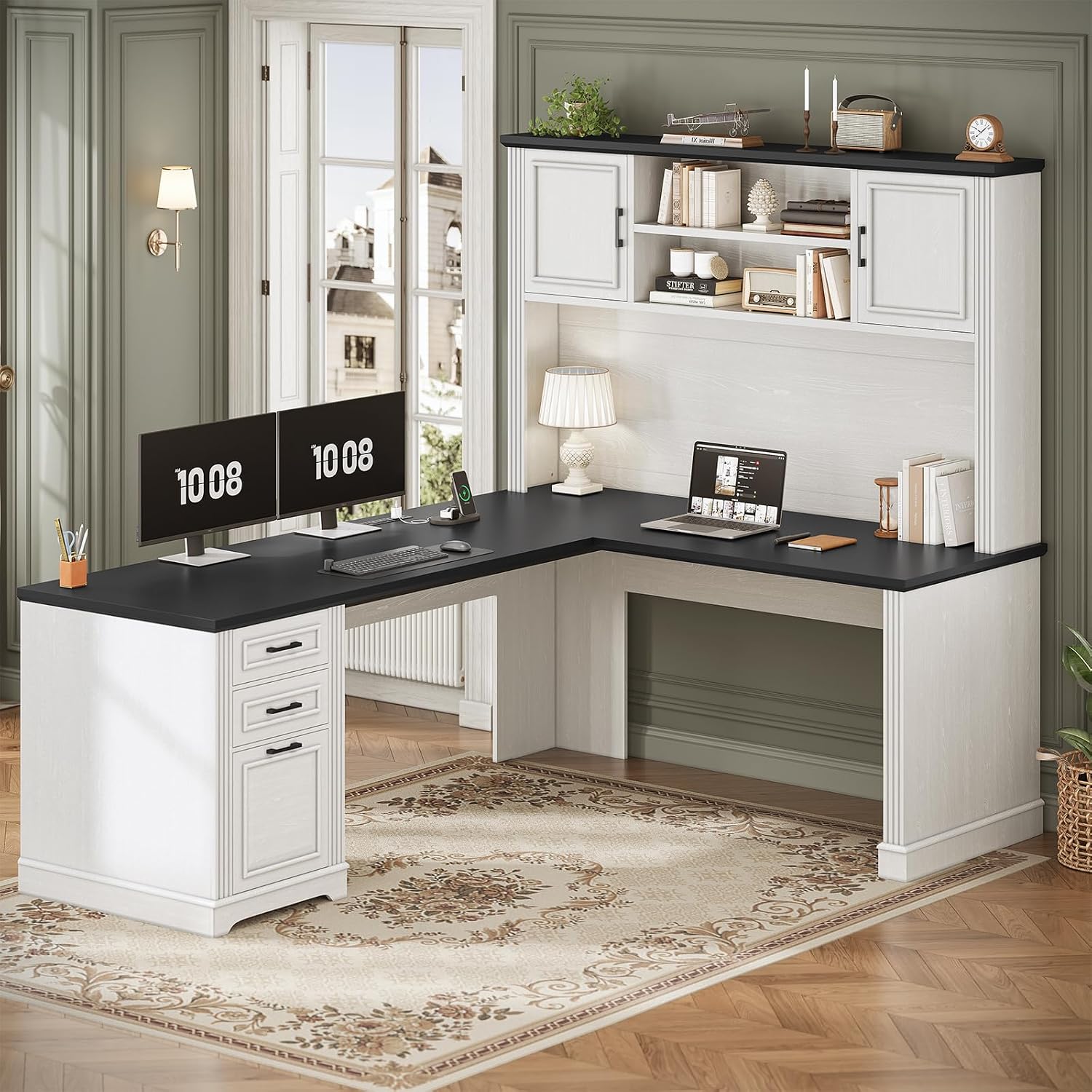 Bureau en L avec huche et 3 ti - Home Office L Shaped Desk avis et prix