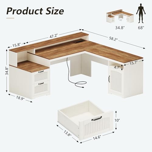 Bureau en L de style farmhouse - Home Office L Shaped Desk avis et prix