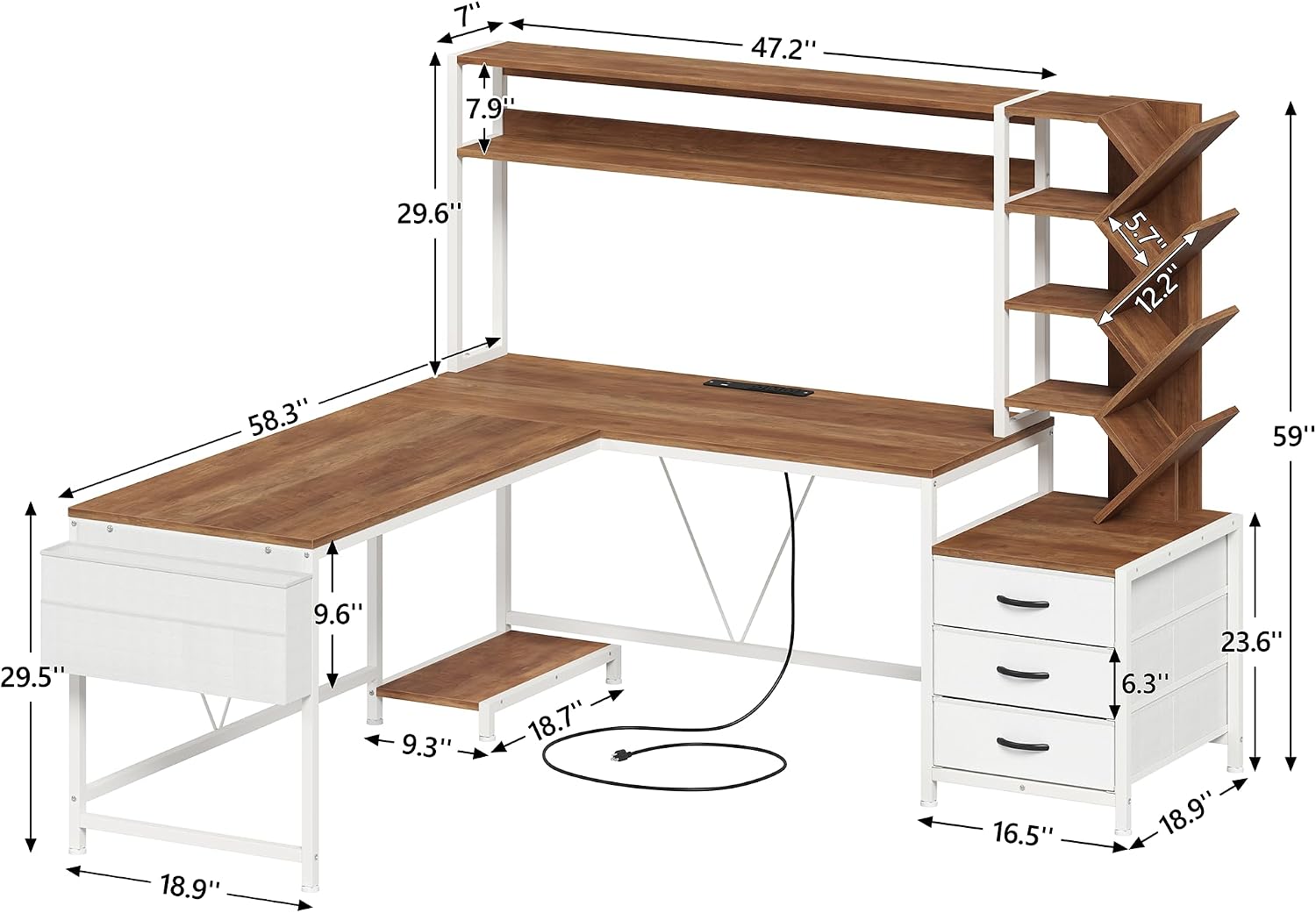 Bureau en L de 63 pouces avec  - Home Office L Shaped Desk avis et prix